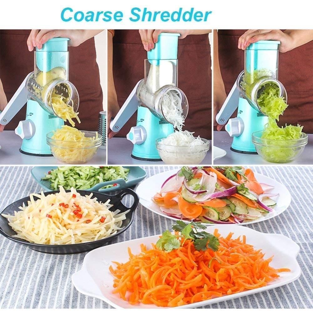 Roller Vegetable Cutter Manual Mandoline Slicer Potato Julienne Carrot  Multifunction Cheese Grater Round Stainless Steel Blades - AliExpress